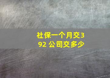 社保一个月交392 公司交多少